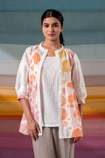 Load image into Gallery viewer, Print blocked chanderi shirt tunic with textured inner and bead details