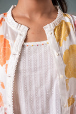 Load image into Gallery viewer, Print blocked chanderi shirt tunic with textured inner and bead details