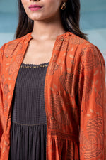 Load image into Gallery viewer, Ethereal rust cotton silk tiered shrug / jacket