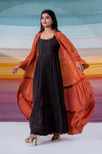 Load image into Gallery viewer, Ethereal rust cotton silk tiered shrug / jacket