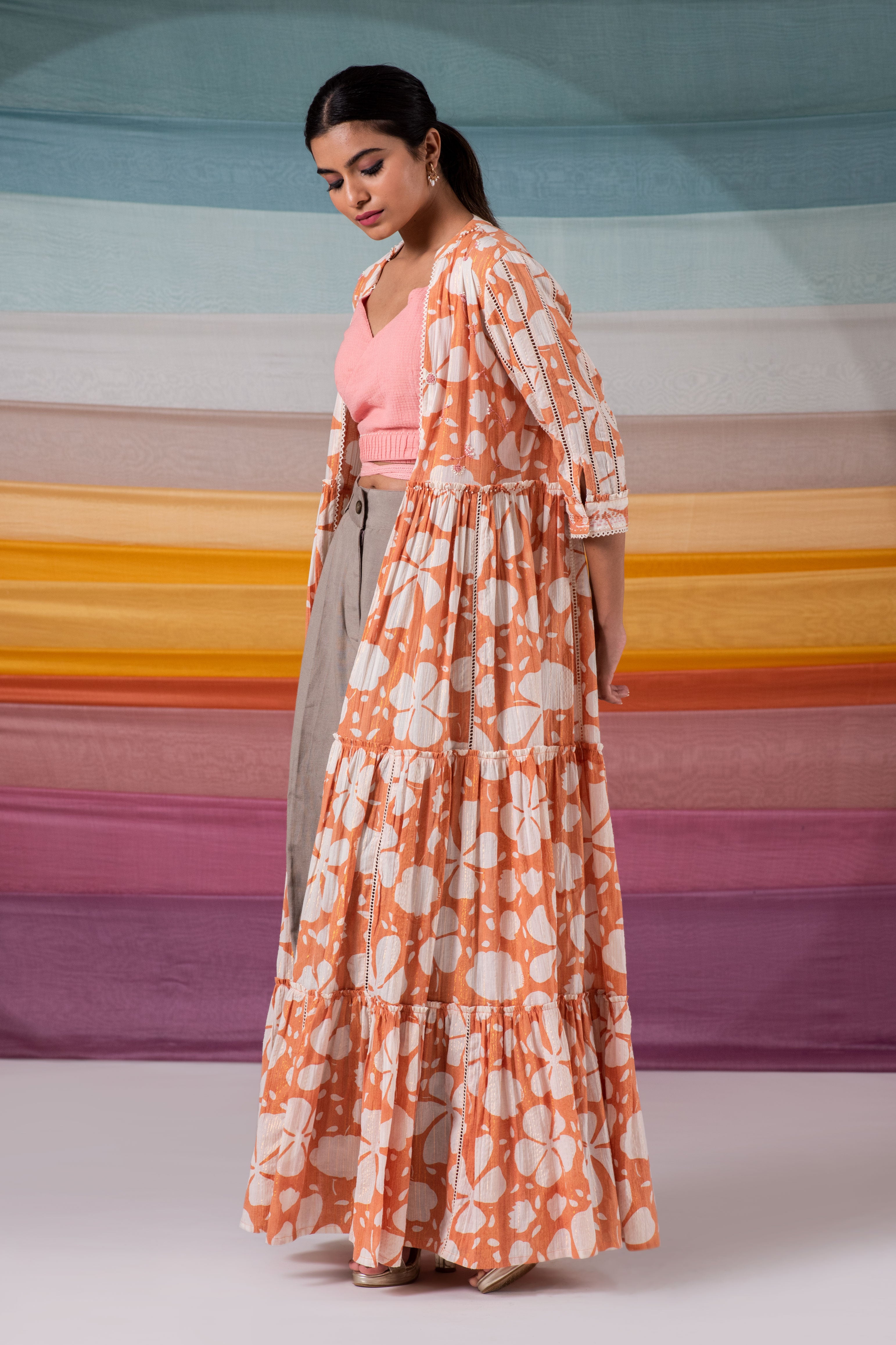 Faggoted gadh block printed shrug.