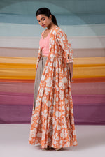 Load image into Gallery viewer, Faggoted gadh block printed shrug.