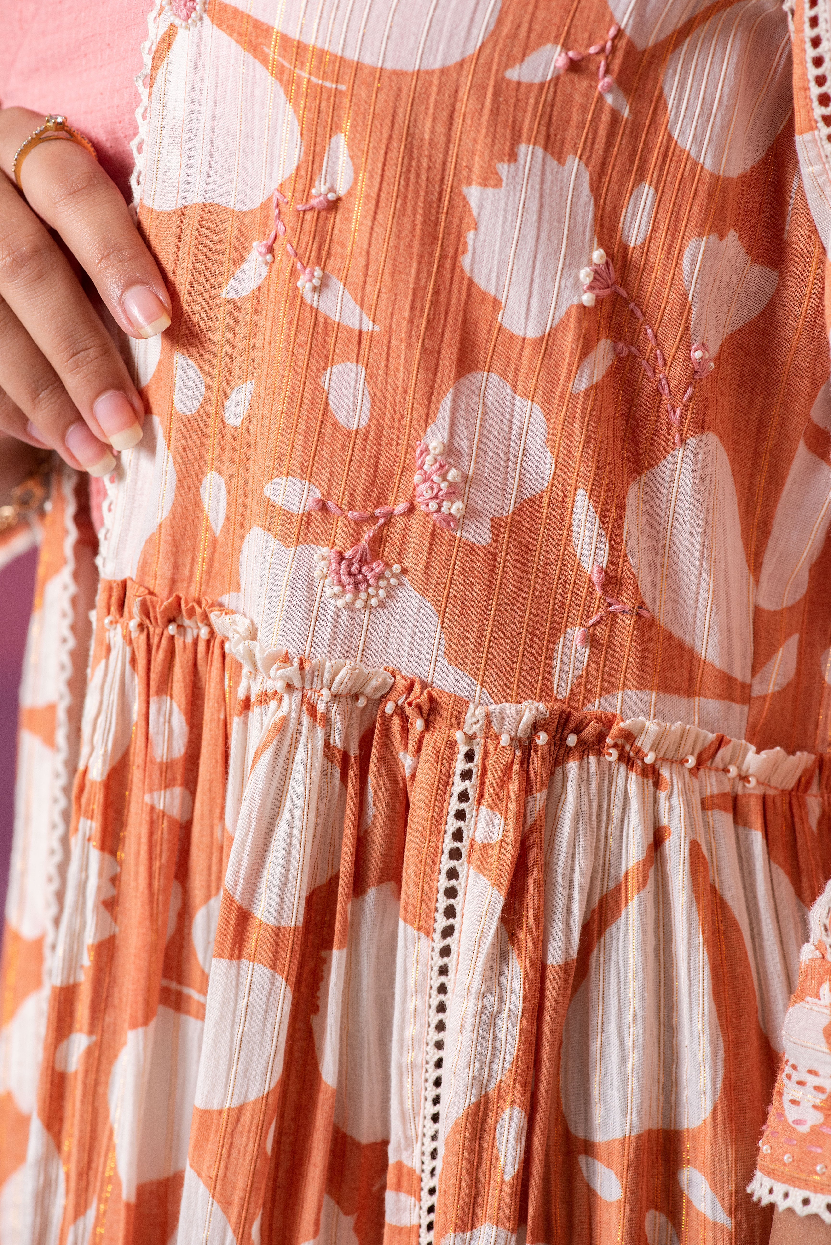 Faggoted gadh block printed shrug.