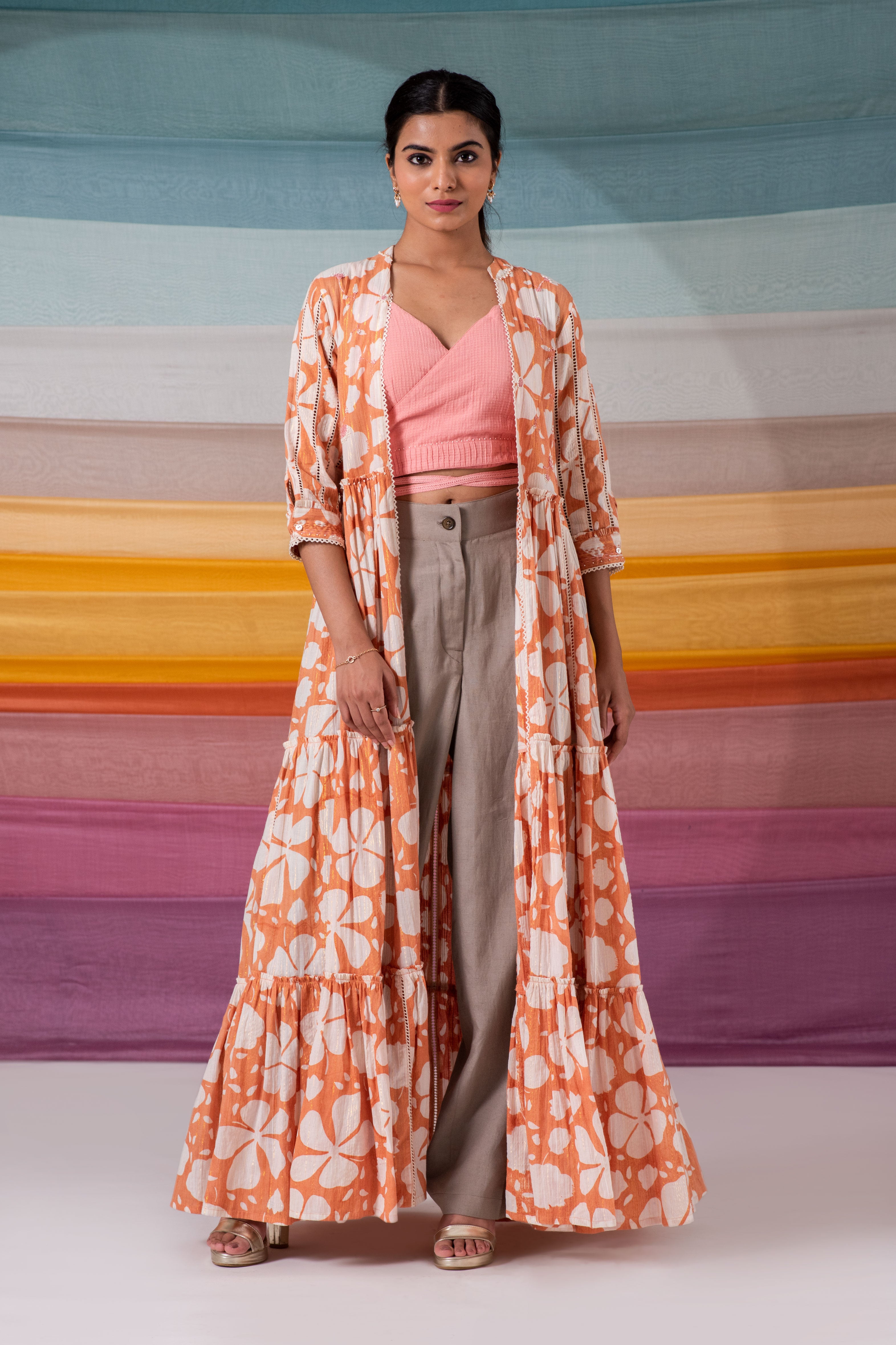 Faggoted gadh block printed shrug.