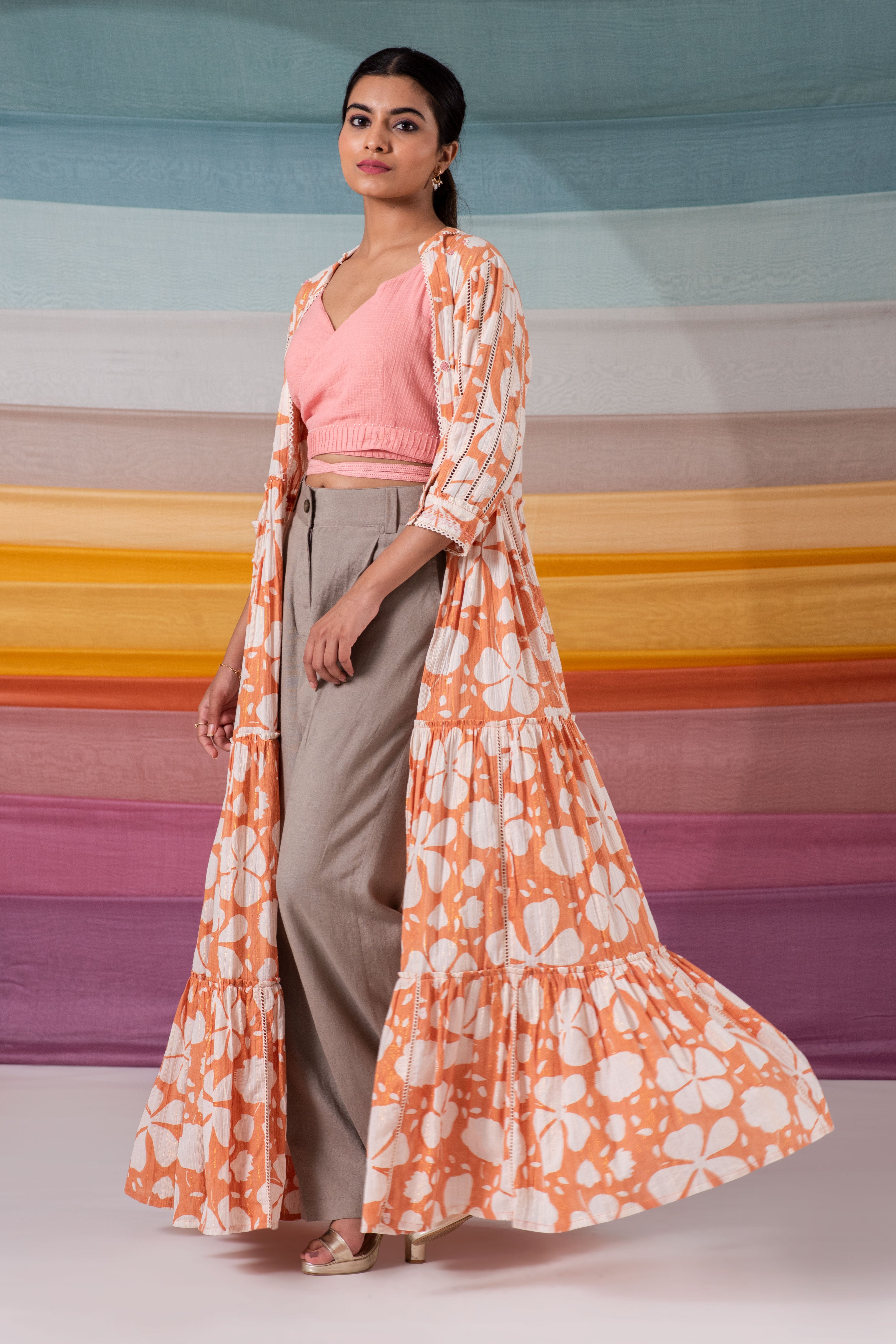 Faggoted gadh block printed shrug.