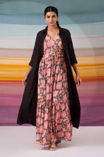 Load image into Gallery viewer, Charcoal linen beaded long shirt