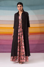 Load image into Gallery viewer, Charcoal linen beaded long shirt