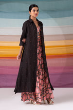 Load image into Gallery viewer, Charcoal linen beaded long shirt