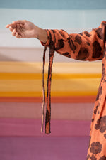 Load image into Gallery viewer, Daphne rust workwear short dress with kantha and bead details