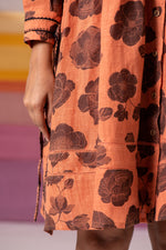 Load image into Gallery viewer, Daphne rust workwear short dress with kantha and bead details