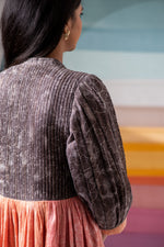 Load image into Gallery viewer, Allover zari pleated multihued printed dress