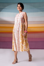 Load image into Gallery viewer, Polychromatic Button Down Embellished Midi Dress