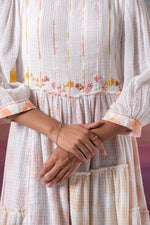 Load image into Gallery viewer, Anne checkered dobby dress with printed lining and handwork details