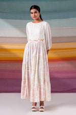 Load image into Gallery viewer, Anne checkered dobby dress with printed lining and handwork details