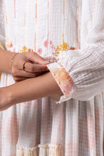 Load image into Gallery viewer, Anne checkered dobby dress with printed lining and handwork details