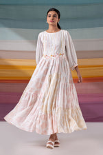 Load image into Gallery viewer, Anne checkered dobby dress with printed lining and handwork details