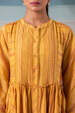 Load image into Gallery viewer, Symmetrical mustard stripe ensemble with kantha increments