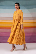 Load image into Gallery viewer, Symmetrical mustard stripe ensemble with kantha increments