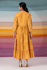 Load image into Gallery viewer, Symmetrical mustard stripe ensemble with kantha increments