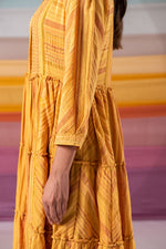 Load image into Gallery viewer, Symmetrical mustard stripe ensemble with kantha increments