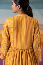 Load image into Gallery viewer, Symmetrical mustard stripe ensemble with kantha increments