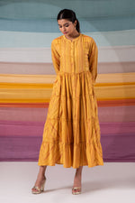 Load image into Gallery viewer, Symmetrical mustard stripe ensemble with kantha increments