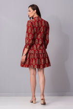 Load image into Gallery viewer, Earthy Crimson Pintucked tier Dress