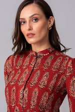 Load image into Gallery viewer, Earthy Crimson Pintucked tier Dress