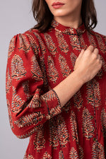 Load image into Gallery viewer, Earthy Crimson Pintucked tier Dress