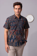Load image into Gallery viewer, Vagabond-Cosmic Indigo hidden harmony patched Shirt