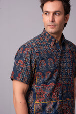 Load image into Gallery viewer, Vagabond-Cosmic Indigo hidden harmony patched Shirt