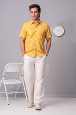 Load image into Gallery viewer, Akio Dandelion pattern fusion cotton slub shirt