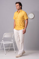 Load image into Gallery viewer, Akio Dandelion pattern fusion cotton slub shirt