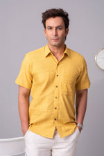 Load image into Gallery viewer, Akio Dandelion pattern fusion cotton slub shirt
