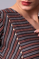 Load image into Gallery viewer, Stripe Symphony ajrakh Wrap dress