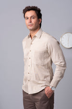 Load image into Gallery viewer, Beige Pattern parade cotton shirt