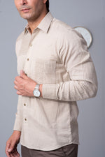 Load image into Gallery viewer, Beige Pattern parade cotton shirt