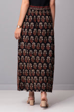 Load image into Gallery viewer, Kaleidoscope Collage side  slit long Skirt (black)