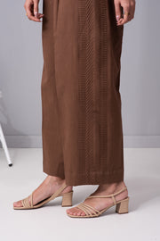 Cocoa pattern patch cotton straight pants