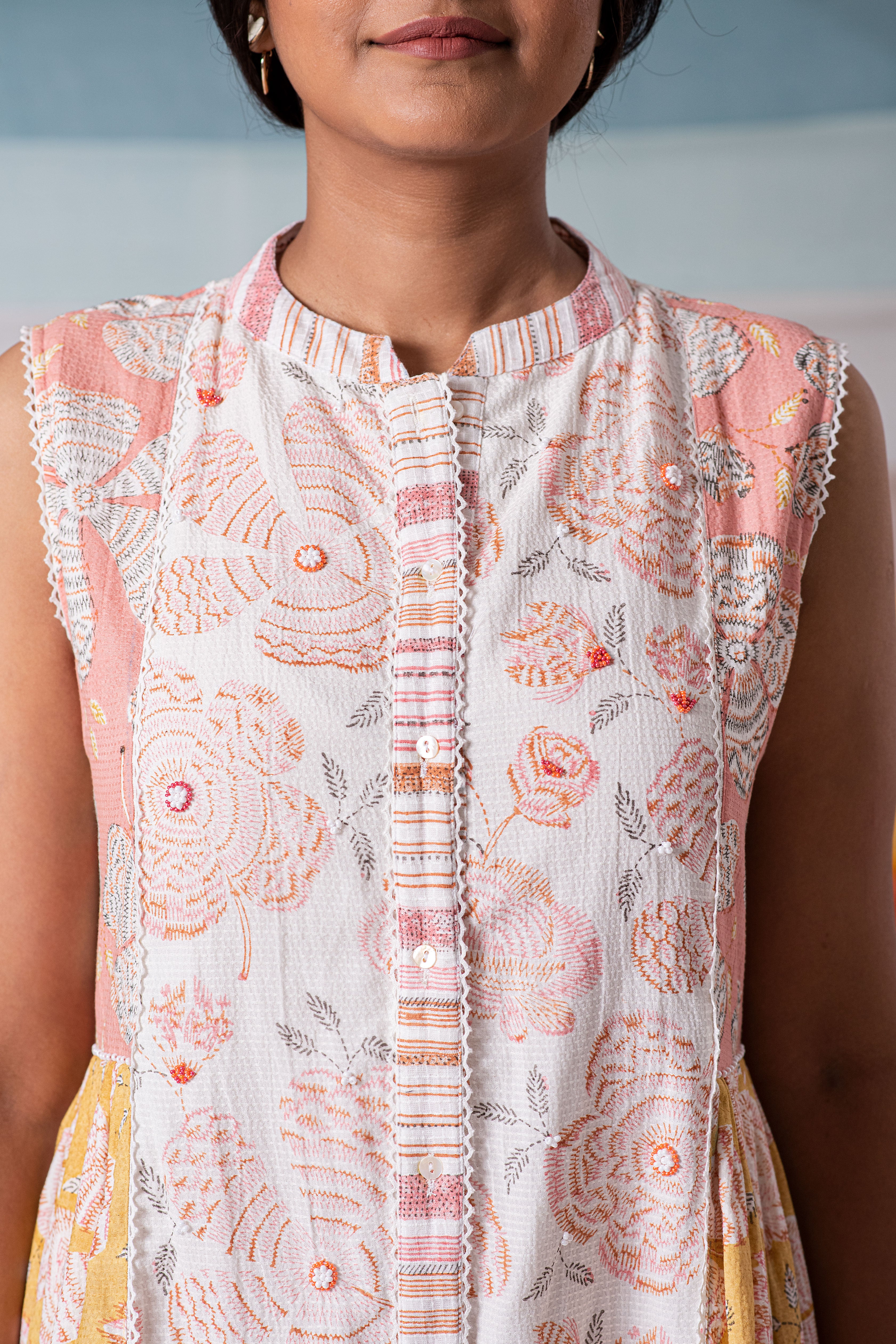 Polychromatic Polychromatic Button Down Embellished Midi Dress – bidishaadhikaryy
