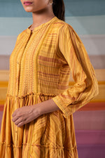 Load image into Gallery viewer, Symmetrical mustard stripe ensemble with kantha increments
