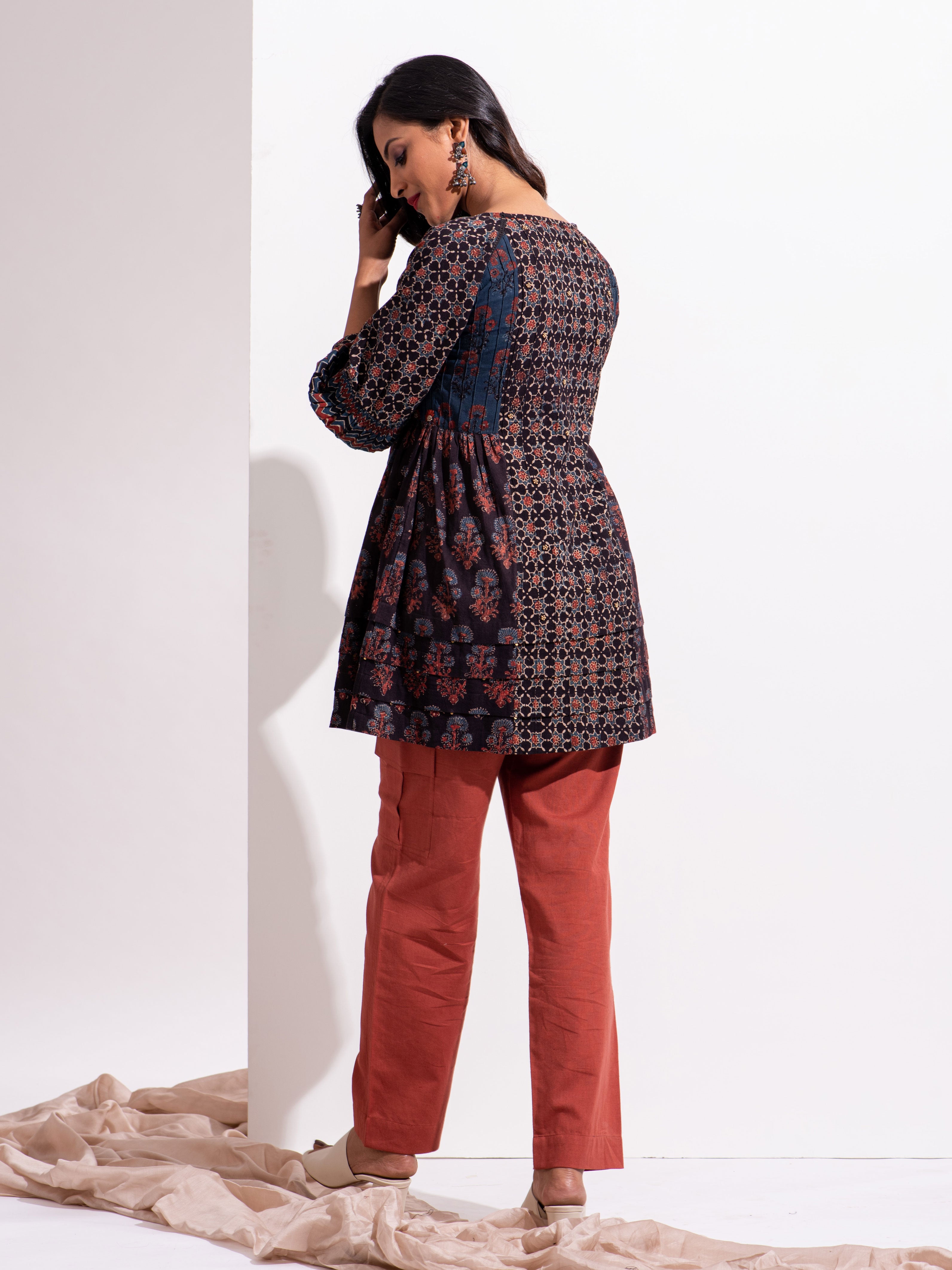 Virtuoso Azure Buttoned Tunic