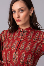 Load image into Gallery viewer, Earthy Crimson Pintucked tier Dress
