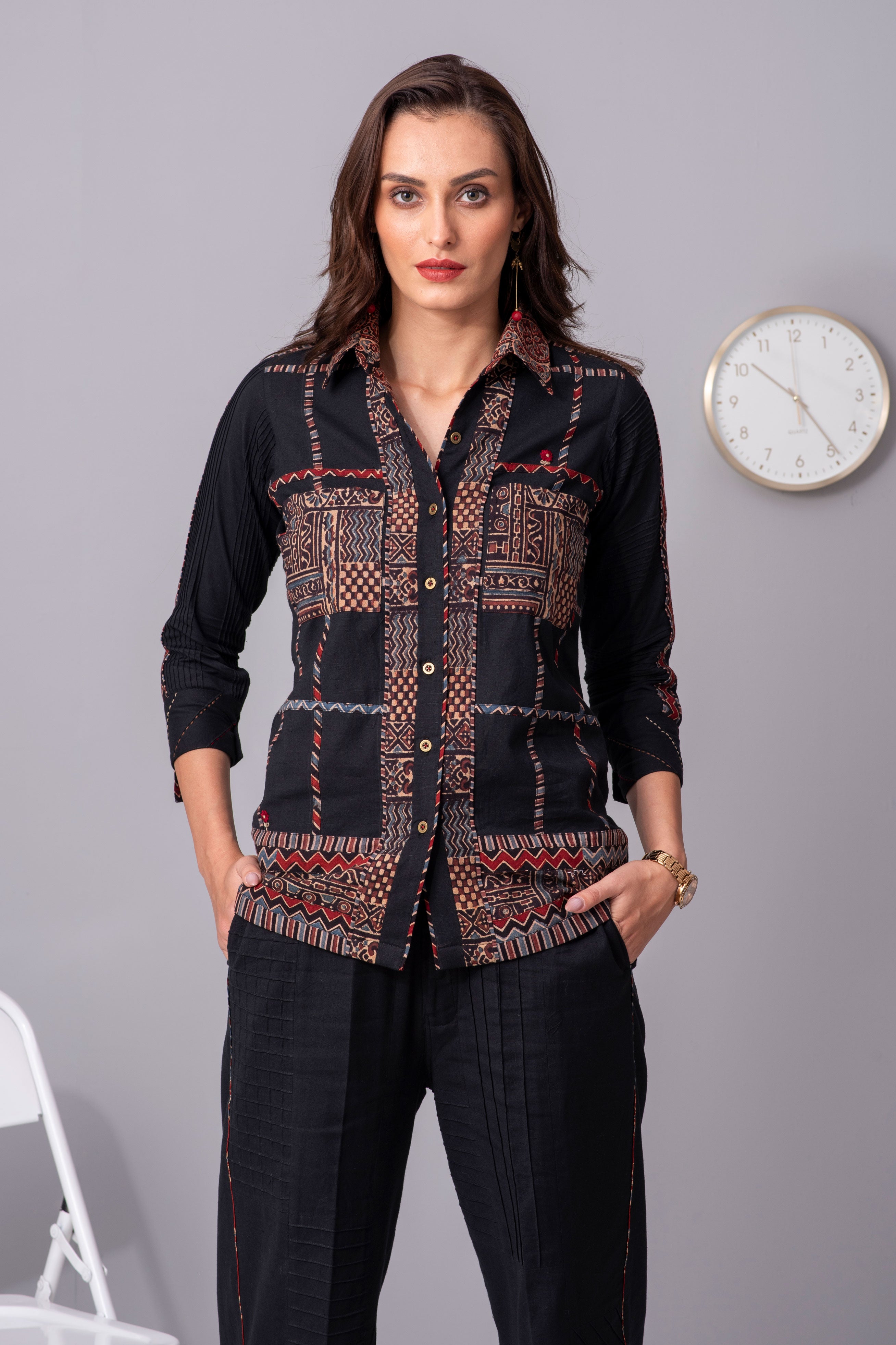 Checkered Mosaic cotton shirt