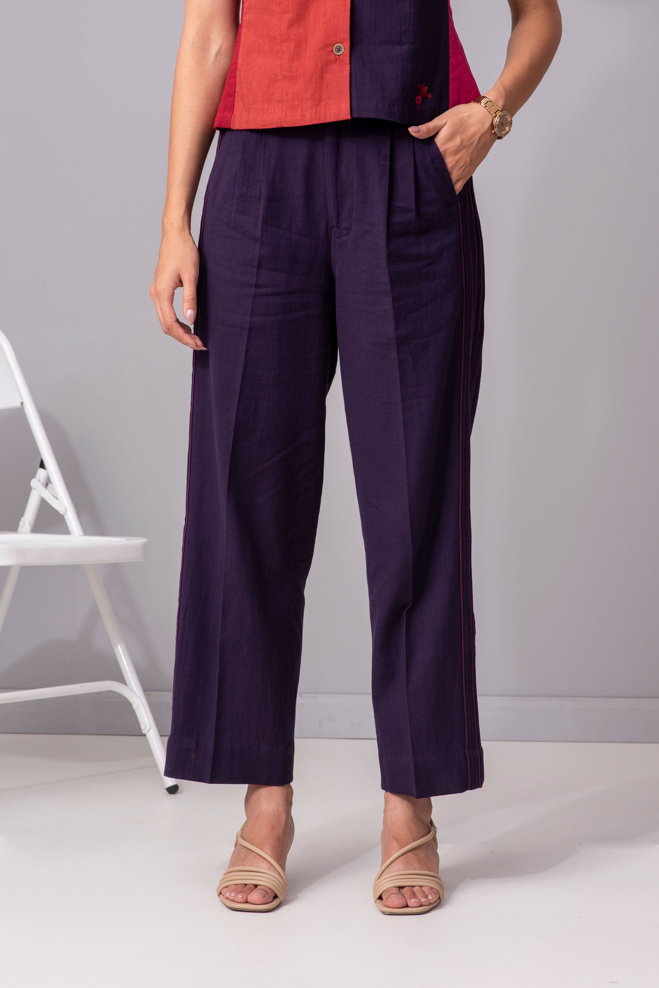 Jubilant amethyst cotton straight pant