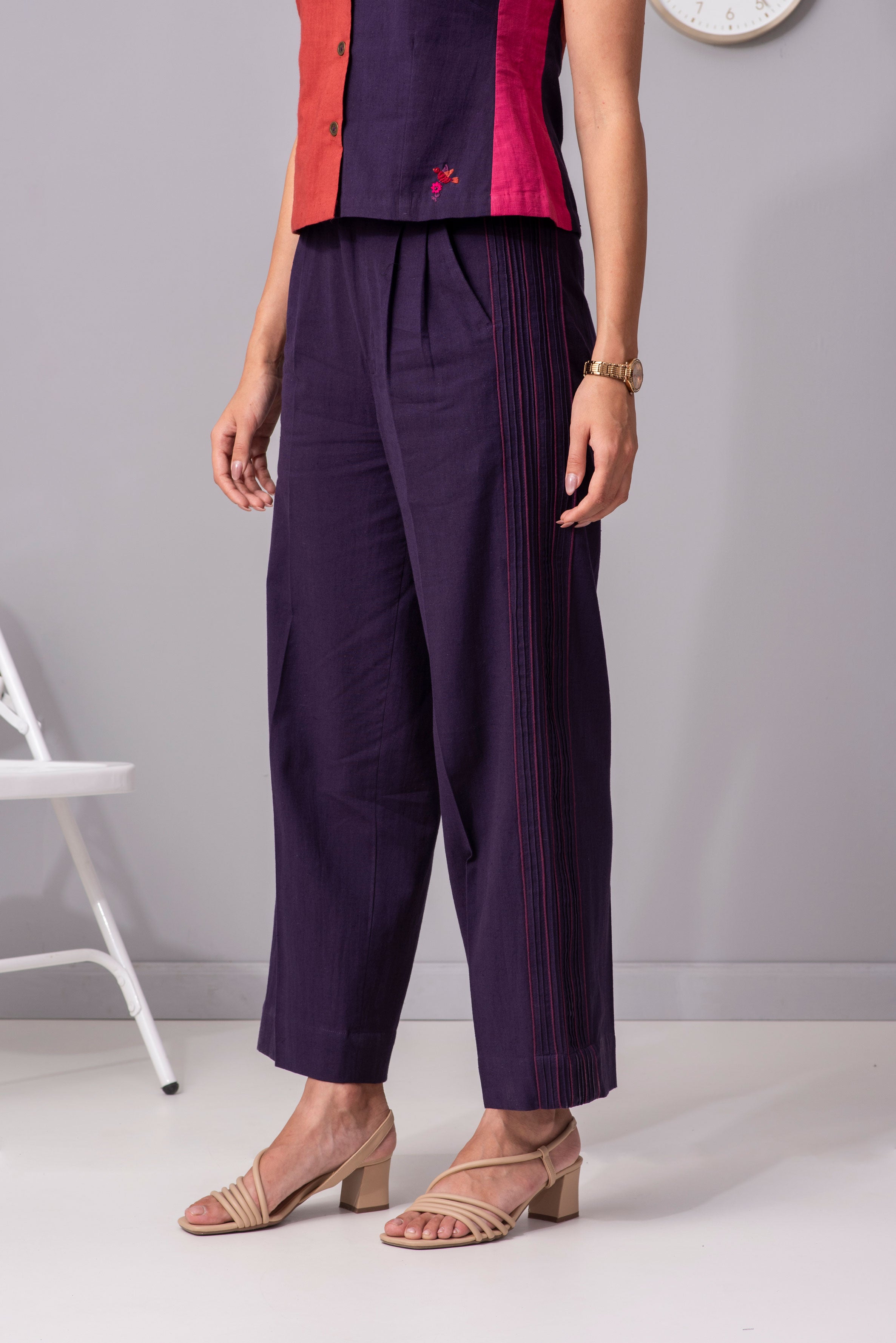 Jubilant amethyst cotton straight pant