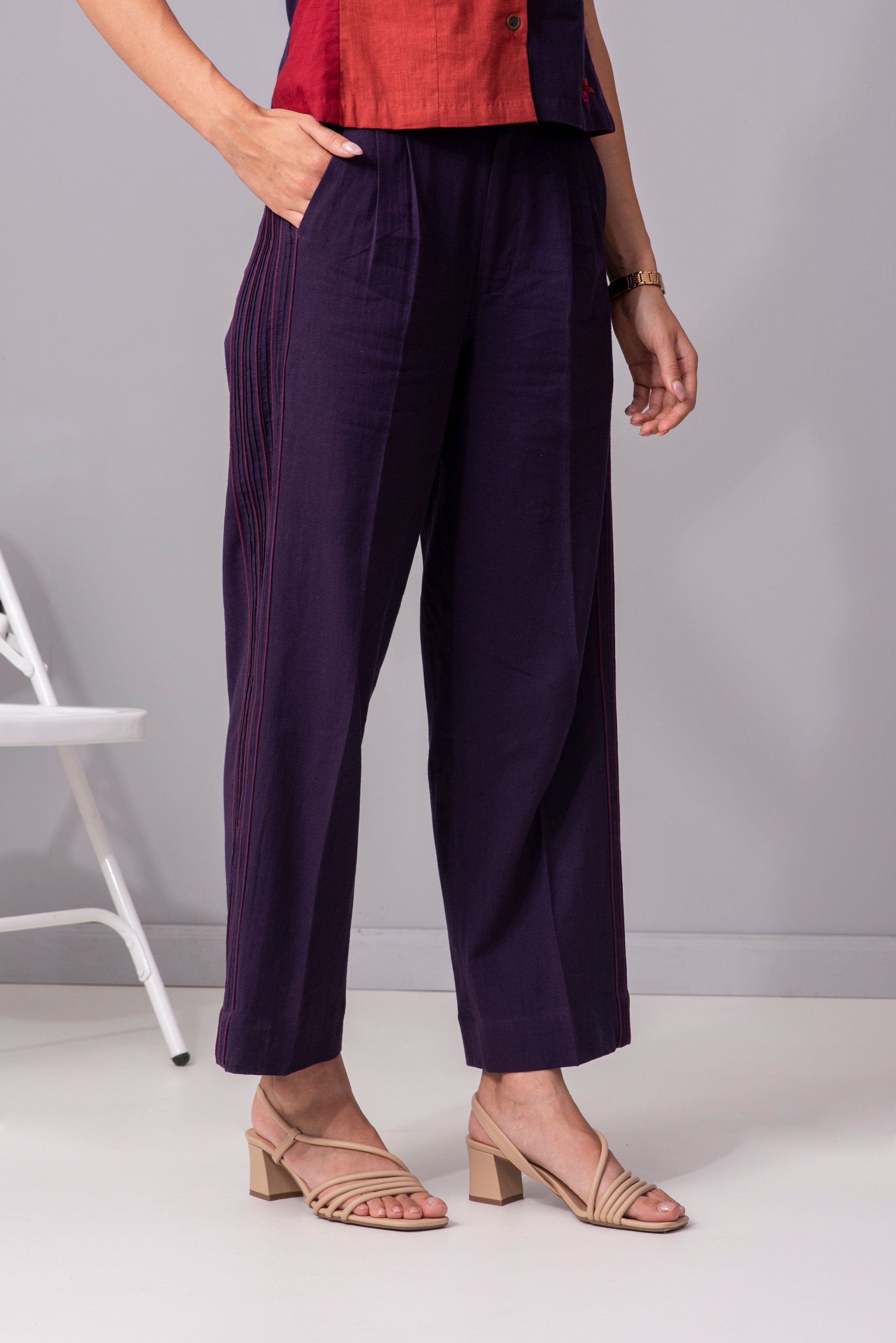 Jubilant amethyst cotton straight pant