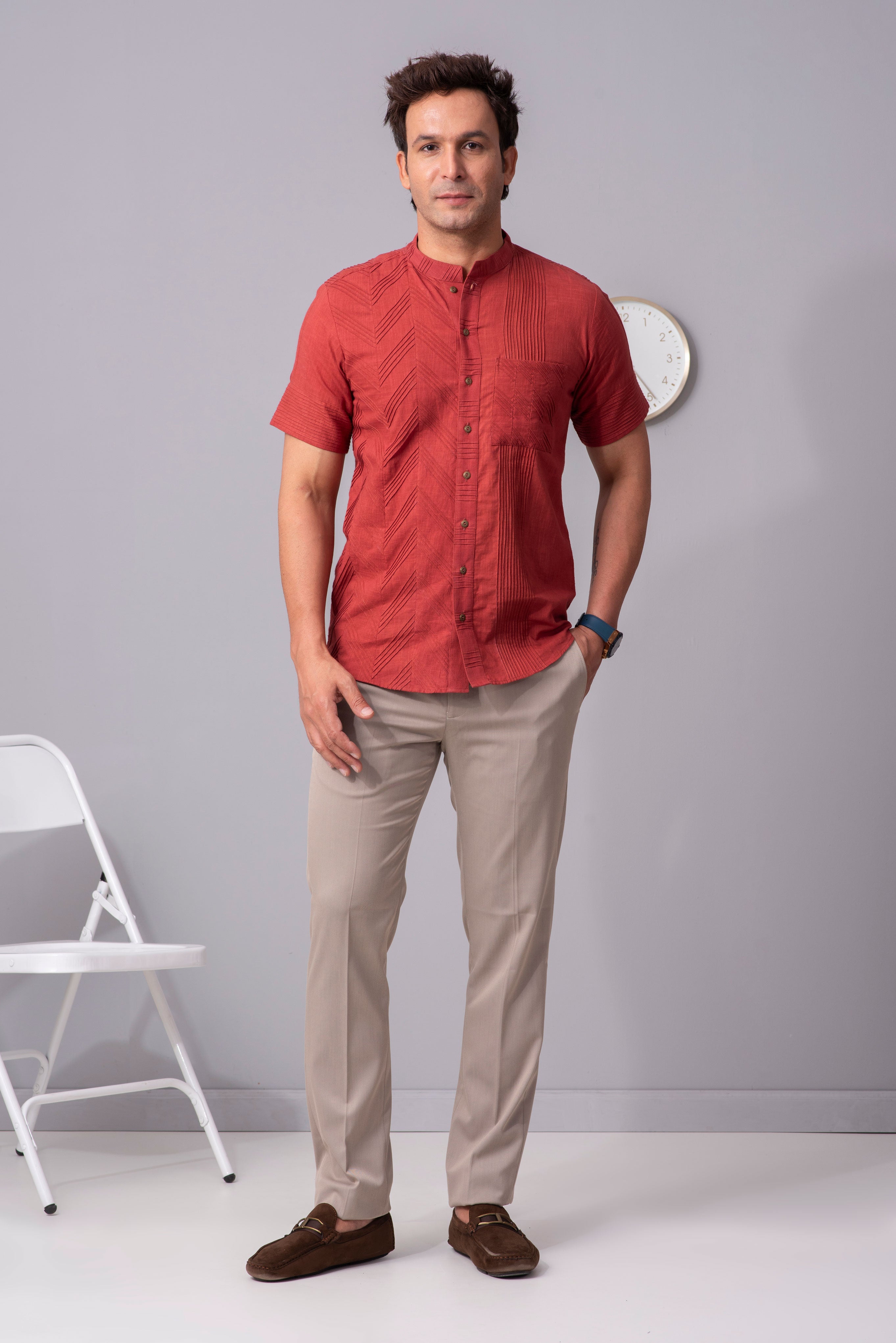 Henry Burnt orange visual harmony shirt