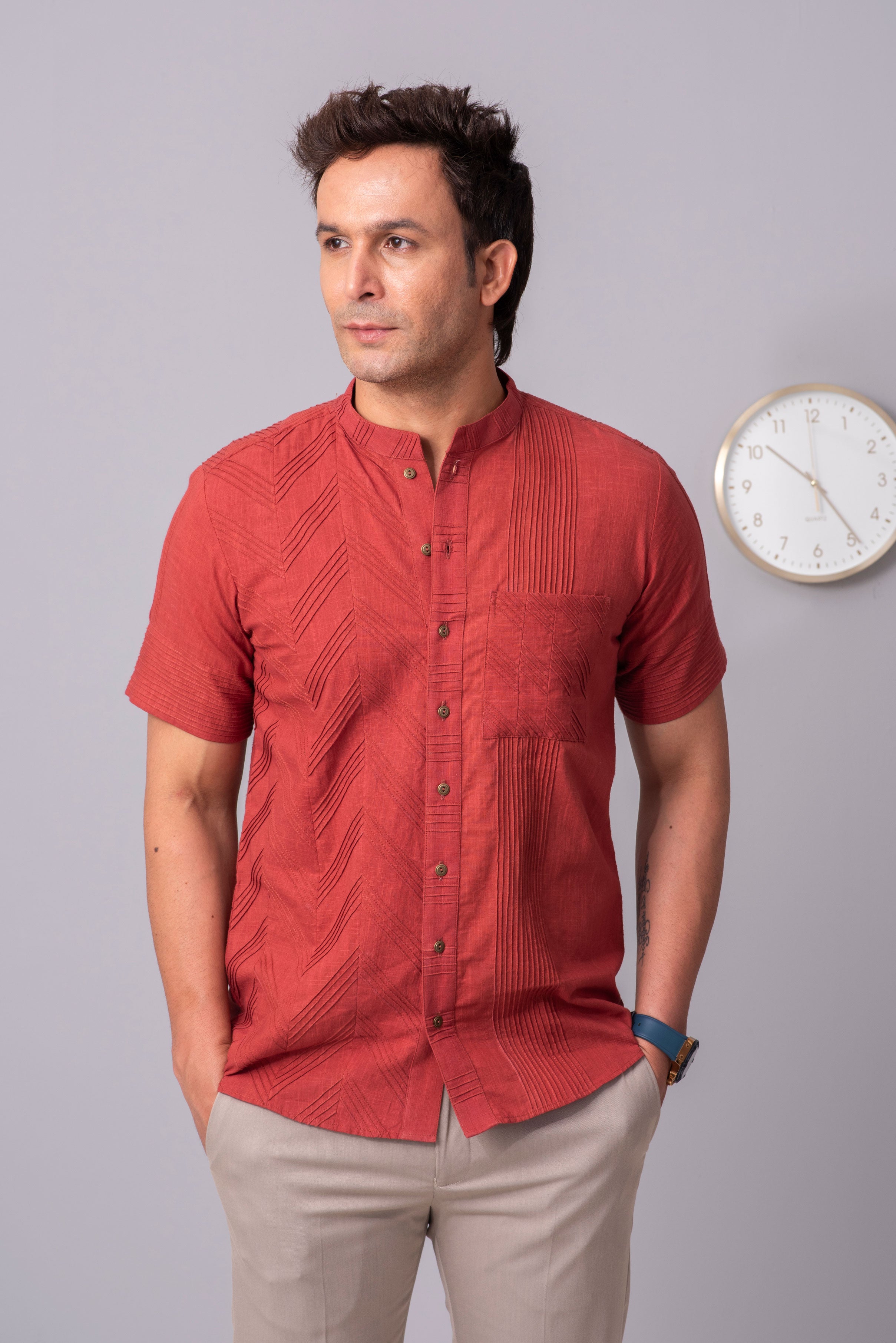 Henry Burnt orange visual harmony shirt