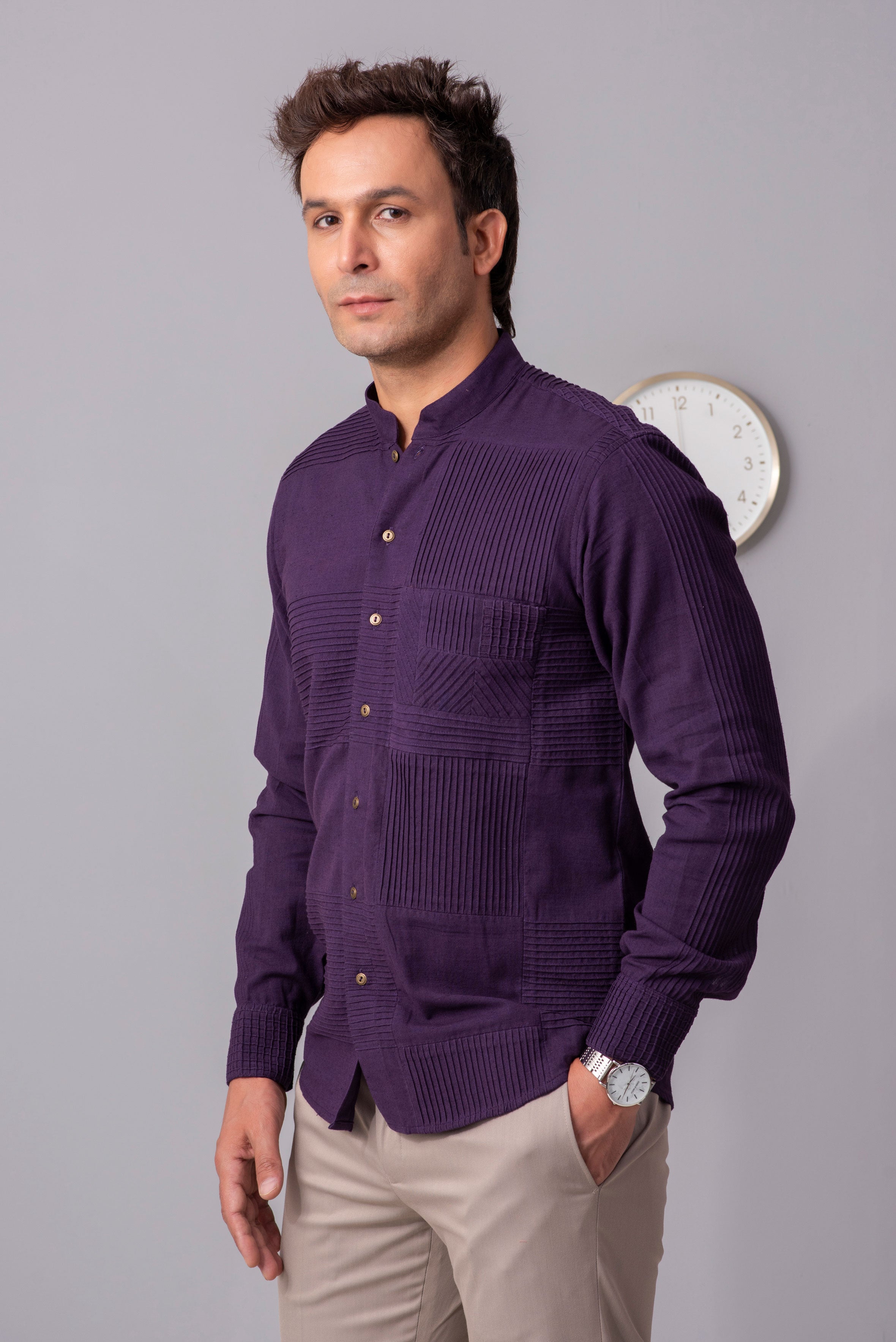 Patricio Phantom Purple Cotton Shirt